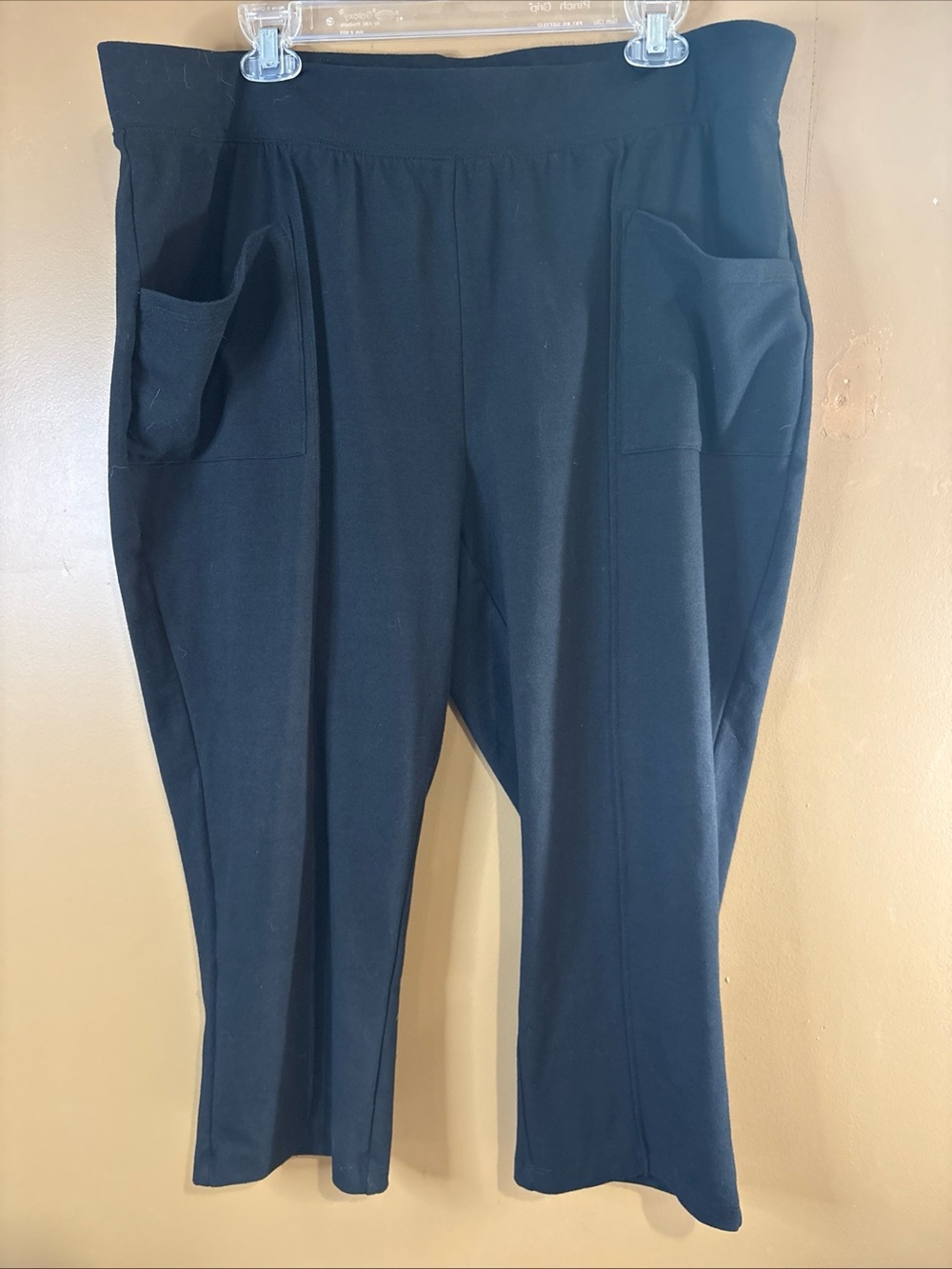 HV991 D&Co Stretch Capris Crop Pants Petal Pushers Sz 1X Front Pockets A365287